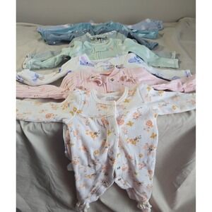Carters Just One You Newborn Baby Girl Footed Sleepers Pajamas Bundle 7pc Set